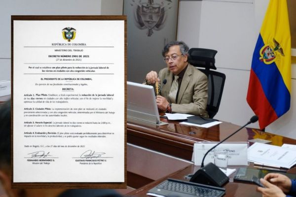 El plan piloto, que aún se encuentra en fase de análisis técnico por parte del presidente Gustavo Petro, contempla ajustes en la jornada laboral de los viernes en ciudades con alta congestión vehicular. Foto exclusiva