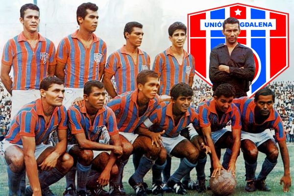 Partido final 1968 Unión Magdalena 2, Cali 2, estadio Eduardo Santos de Santa Marta. Unión Magdalena campeón. Atrás, de izquierda a derecha: Silvio Lizcano, Aurelio Palacio, Líder Toledo, Pedro Vásquez, Pablo Huguett, Obdulio Torres, Justo Ramón Sayes. Adelante: Ramón Rodríguez, José Quiñones, Eugenio Samaniego, Manuel Manjarrés, Raúl Peñaranda.