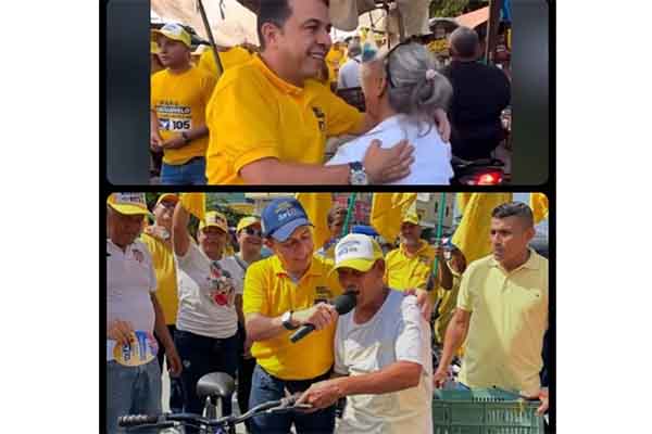 En el comercio de Fundación, Mario recibiendo el cariño y el abrazo de su gente, mientras que, en el mercado de Ciénaga, recibió el respaldo de motocarristas y bicitaxistas.