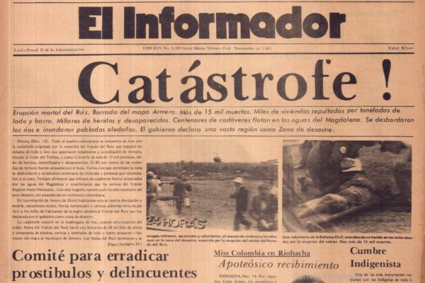 Portada de EL INFORMADOR del 15 de noviembre de 1985: “¡Catástrofe!”, una de las ediciones más recordadas del periódico. Foto: Derechos reservados EL INFORMADOR