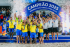 Selección brasileña de fútbol playa celebrando su título como campeón de la Copa América.