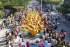 Imagen en panorámica captada por el INFORMADRON en la Avenida Hernández Pardo durante el recorrido de la Batalla de Flores del pasado sábado, el desfile más importante del Carnaval samario. (Rony Barrera)